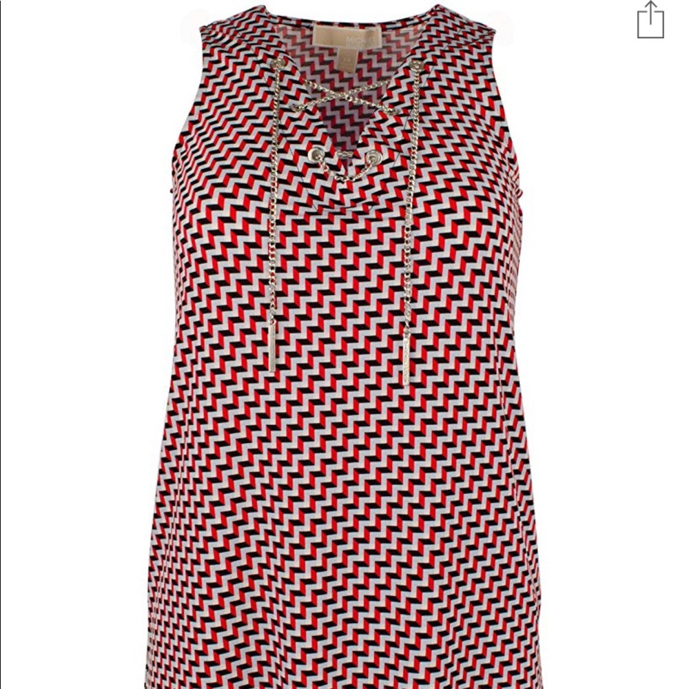 Michael Kors Chain Lace-Up V-Neck Tank Top Blouse